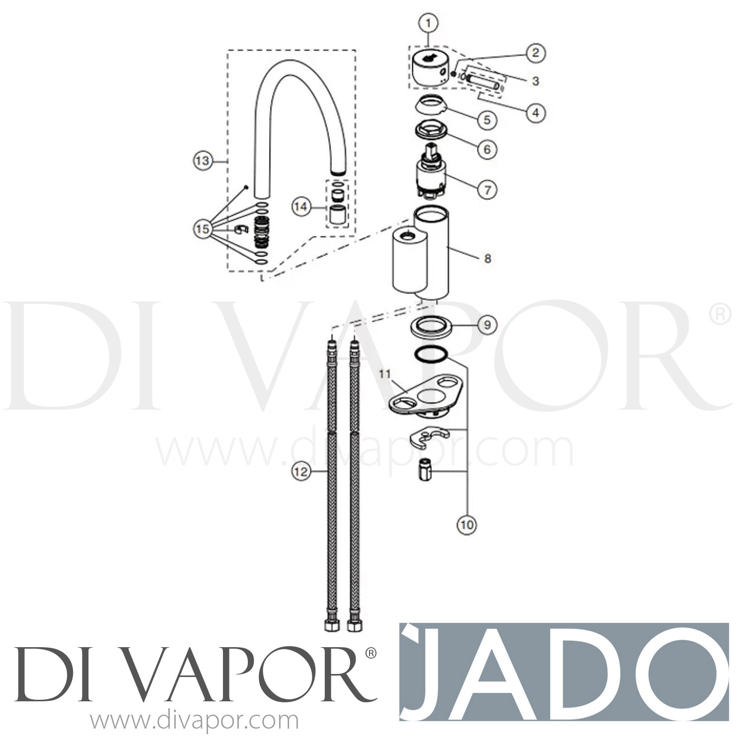 Jado A9020AA Mara Kitchen Mixer with High Spout Tap Spare Parts
