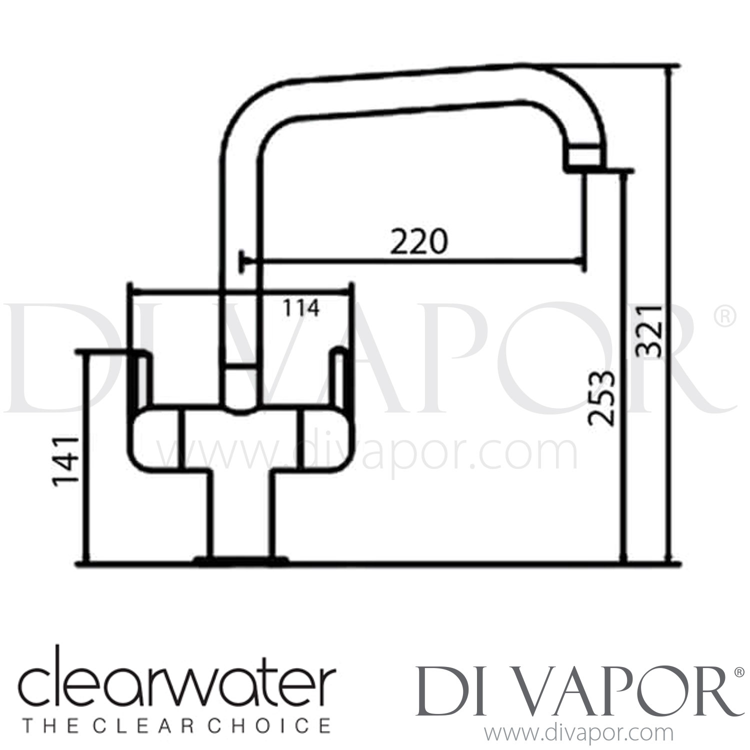 Clearwater ALTCP Altuna C Twin Lever Monobloc Kitchen Mixer Tap Chrome
