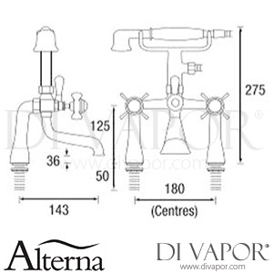 Alterna ALTVRBSM Verona Bath Shower Mixer Spare Parts