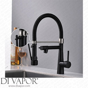 Timaco Kitchen Tap with Lock Shower Extendible 360? Swivel Single Lever Mixer Tap & Pull-Down Spray High Pressure Brushed Nickel and Black Spare Parts