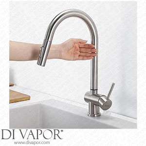 Synlyn Touch Sensor Kitchen Tap 360? Rotatable Single Lever Mixer Tap Extendible Stainless Steel Sink Mixer Tap with 2 Jet Types Spare Parts