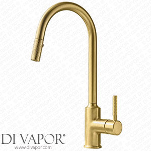Turs Brushed Gold Kitchen Tap Brass Kitchen Tap with Pull Down Sprayer Single Handle High Arc Copper Kitchen Tap Fk002Lg Spare Parts