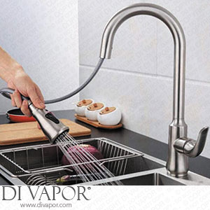 Yyai-Hhju Kitchen Tap with Pull Out Spray Kitchen Mixer Tap Stainless Steel Brushed Hot and Cold 360? Rotatable Multi-Function Single Handle Kitchen Sink Tap Spare Parts