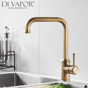 Kelelife Kitchen Sink Tap Antique Brass Single Lever Kitchen Mixer Tap with Swivel Spout Spare Parts