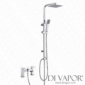DBS Modern Waterfall Bath Shower Mixer Tap with Square 3 Way Rigid Riser Kit Chrome Spare Parts