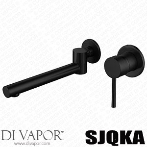 SJQKA Bathroom Tap Wall Tap Waterfall Bath Filler Tap with Extra Large Spout 2 Hole Wall Mounted Bath Mixer Tap (Black) Spare Parts