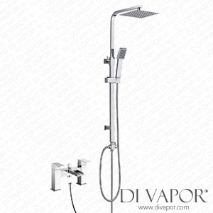 DBS UK Waterfall Bath Shower Mixer Tap with Square Modern 3 Way Rigid Riser Kit Spare Parts