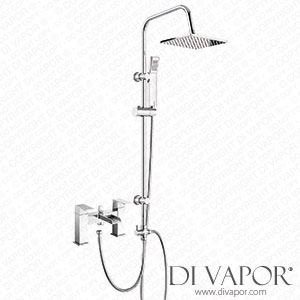DBS UK Waterfall Open Spout Bath Shower Mixer Tap with Square Modern 3 Way Rigid Riser Kit Spare Parts