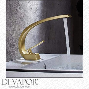 AFUDER Basin Tap Modern Bathroom Mixer Tap Black/Gold Wash Basin Tap Single Handle Hot and Cold Waterfall Tap Spare Parts