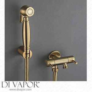 LUNEZY Brushed Gold Brass Hot and Cold Water Bidet Bathroom Hand Shower Bidet Toilet Sprayer Hygienic Shower Wall Mounted Bidet Tap Set B Spare Parts