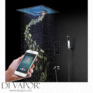LUNEZY Music Shower System 64 Colors LED Shower Combo Set Chrome Bathroom Shower Tap Set Spare Parts