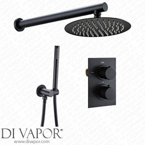 SENNIAN Shower Set Shower Set Shower System Bathroom Shower Set Matte Black Rain Shower Tap Wall Or Ceiling Mounted Thermostatic Valve System Shower Head 8 Inch Round Valve Shower Syste Spare Parts