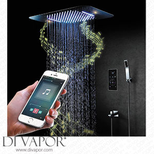 LUNEZY Music Shower System 64 Colors LED Shower Combo Set Chrome Bathroom Shower Tap Set Spare Parts