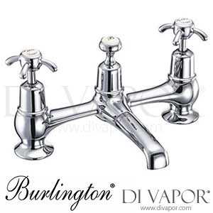 Burlington AN10 MED Anglesey 2 Tap Hole Bridge Basin Mixer with Plug, Chain Waste & Swivel Spout Spare Parts