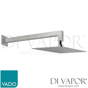VADO AQB-20X30/SA/A-C/P Aquablade 200mm x 300mm 8 Inch x 12 Inch Rectangular Easy Clean Slimline Shower Head with Arm Spare Parts