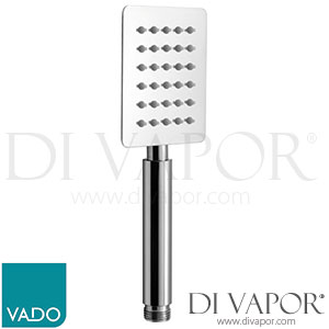 VADO AQB-Handset/SQ-DB-CP Aquablade 80mm x 100mm Rectangular Single-Function All Metal Rub-Clean Shower Handset Spare Parts