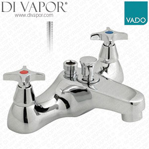 Vado Astra AST-230+K-FR-C/P H2Eco Deck Mounted Bath Shower Mixer with Flow Regulator and Crosshead Handles Chrome