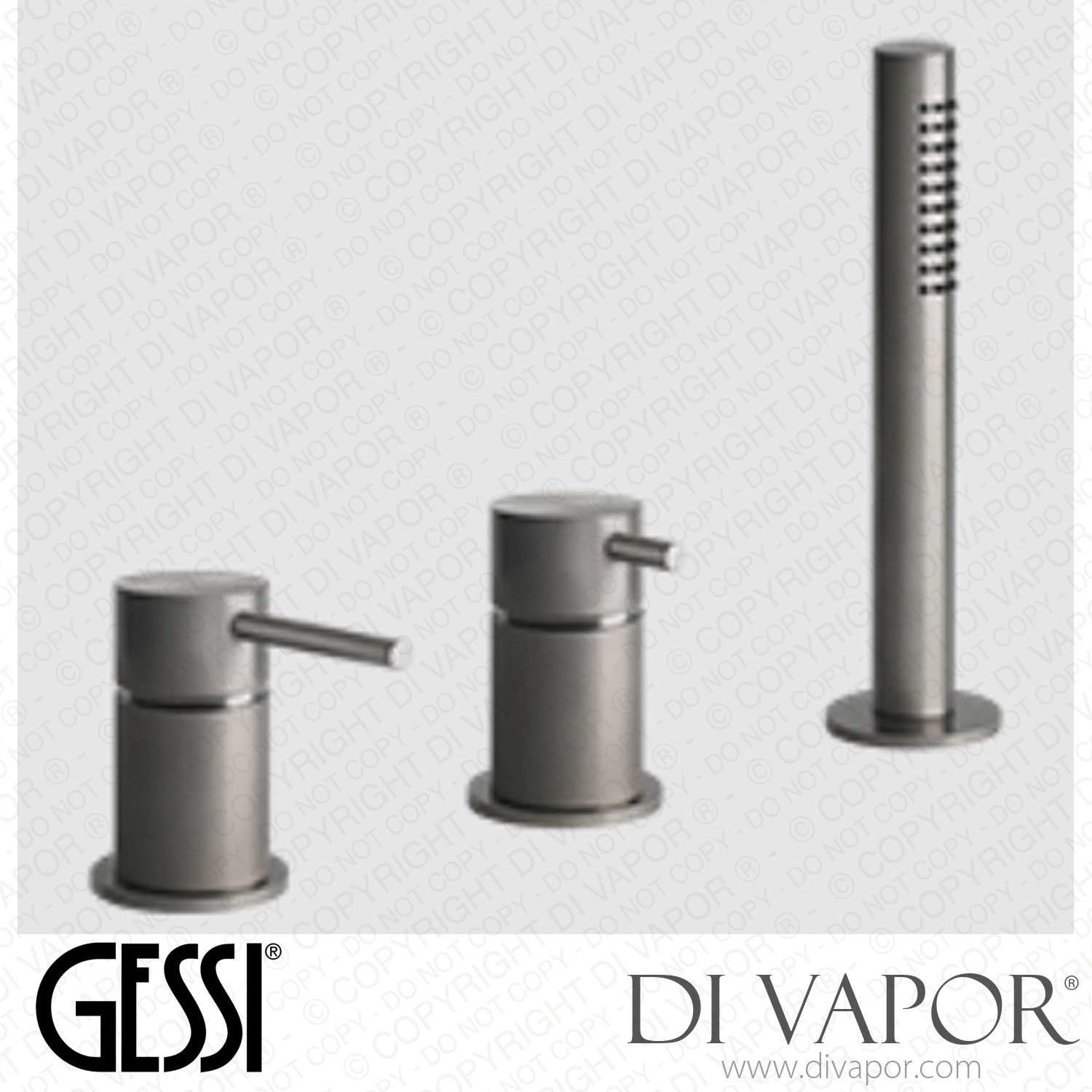 Gessi Three-holes Bath Mixer With Diverter, 1,50 M Flexible Hose And ...