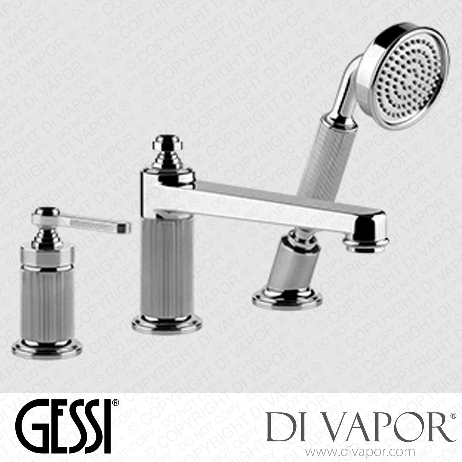 "Gessi Threehole Basin Mixer With Diverter, Spout, 1,50 M Flexible