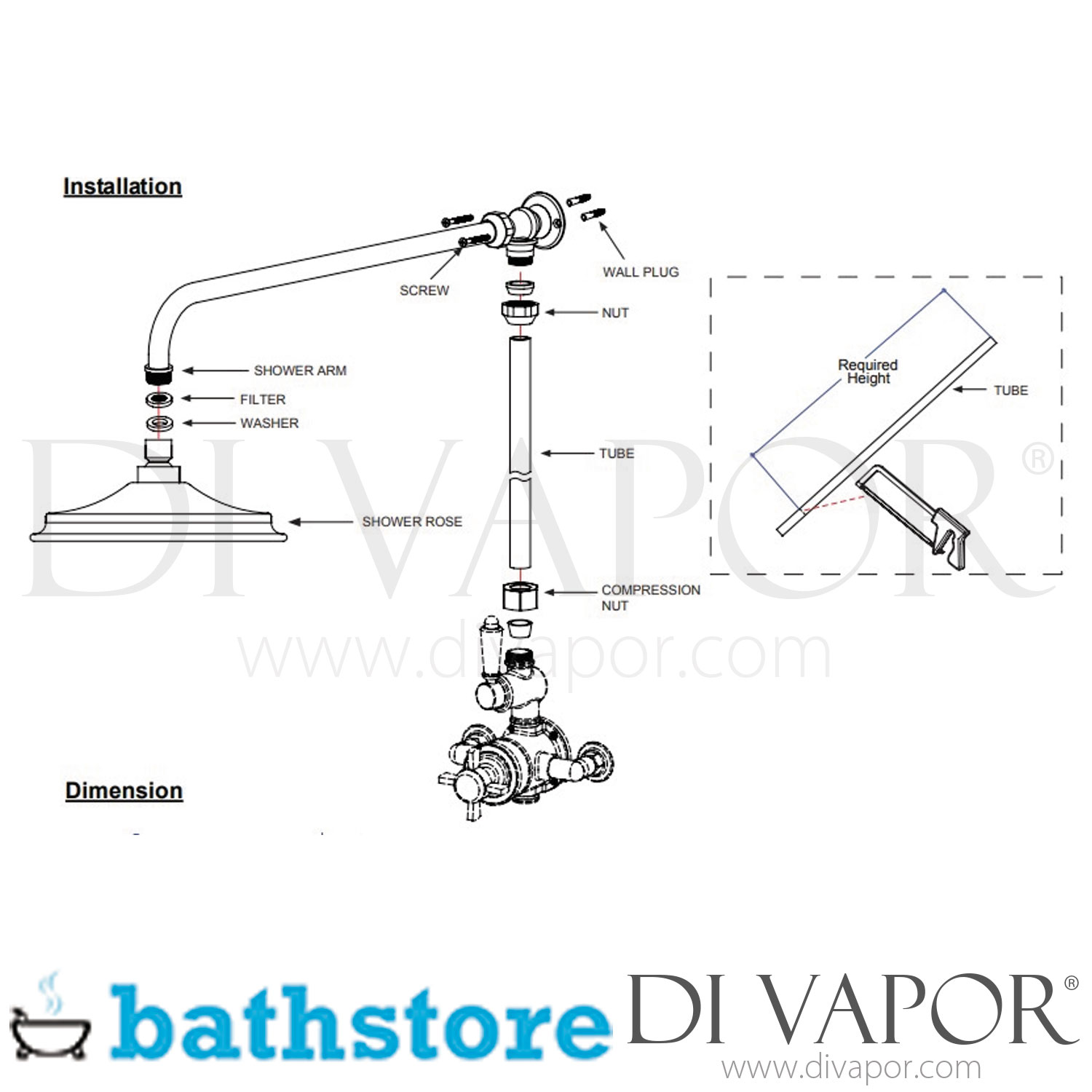 Bathstore Grand Chrome Exposed Shower System Thermostatic Spare Parts