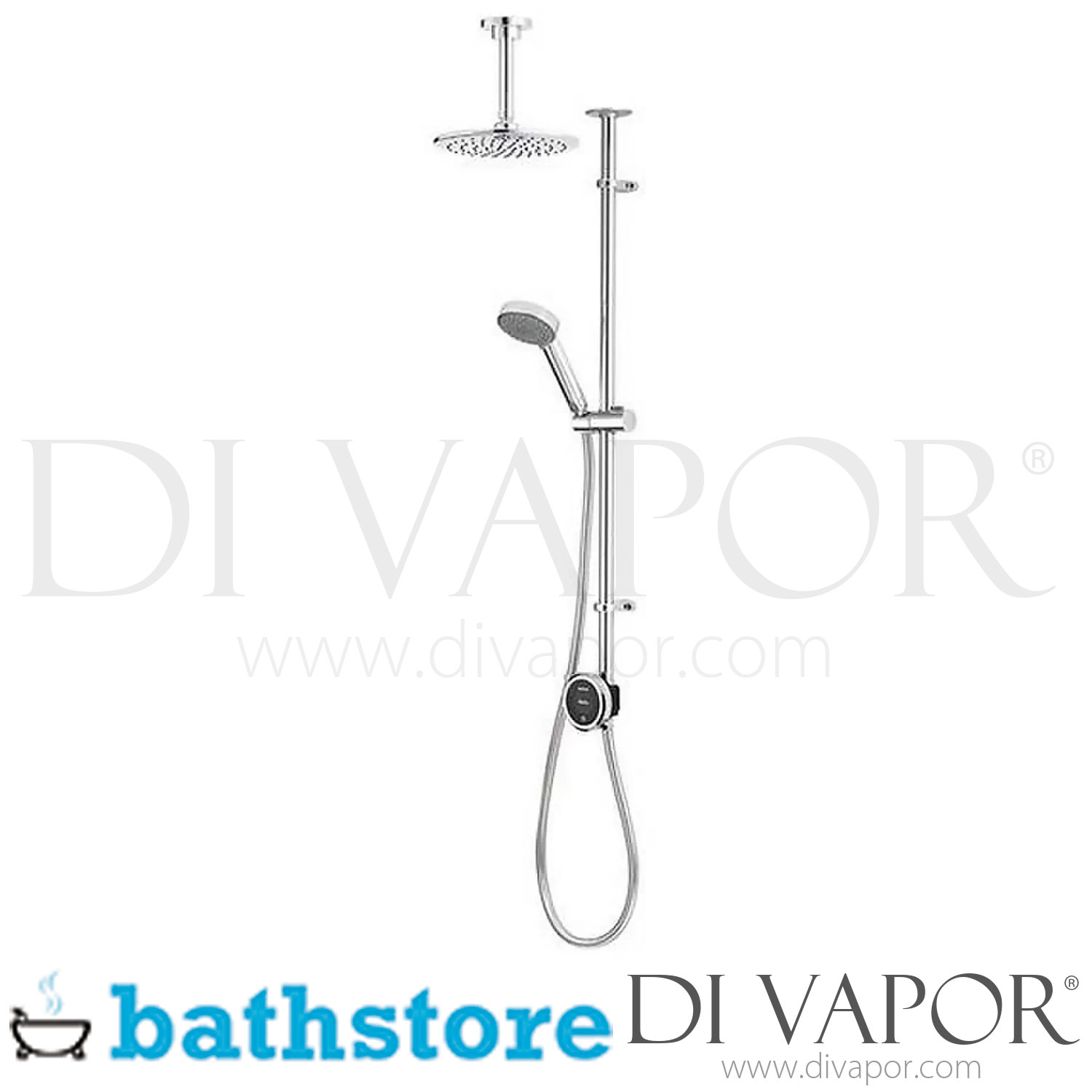 Bathstore Aqualisa Quartz Touch Exposed Digital Shower & Ceiling Head