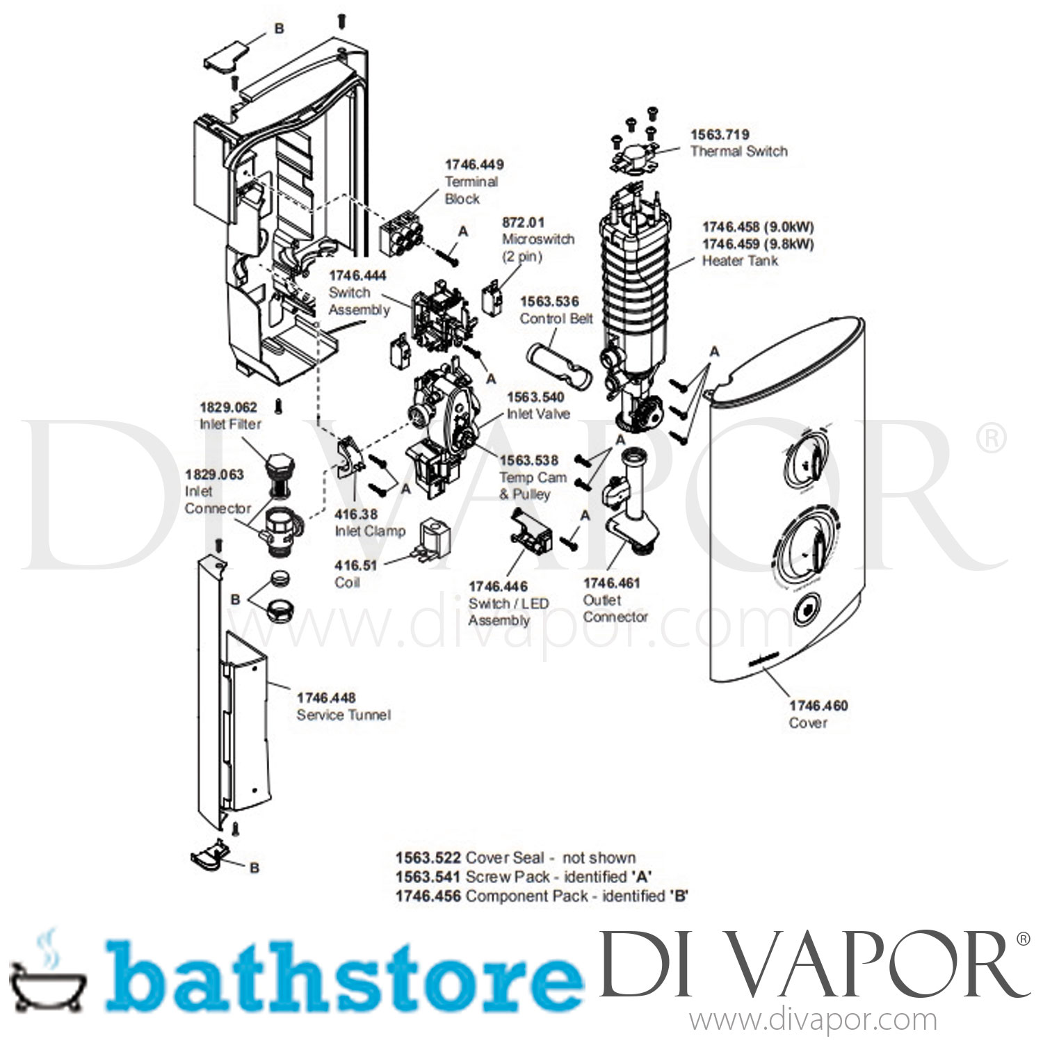 Bathstore Mira Sport White 9.8kw Electric Shower Thermostatic Spare