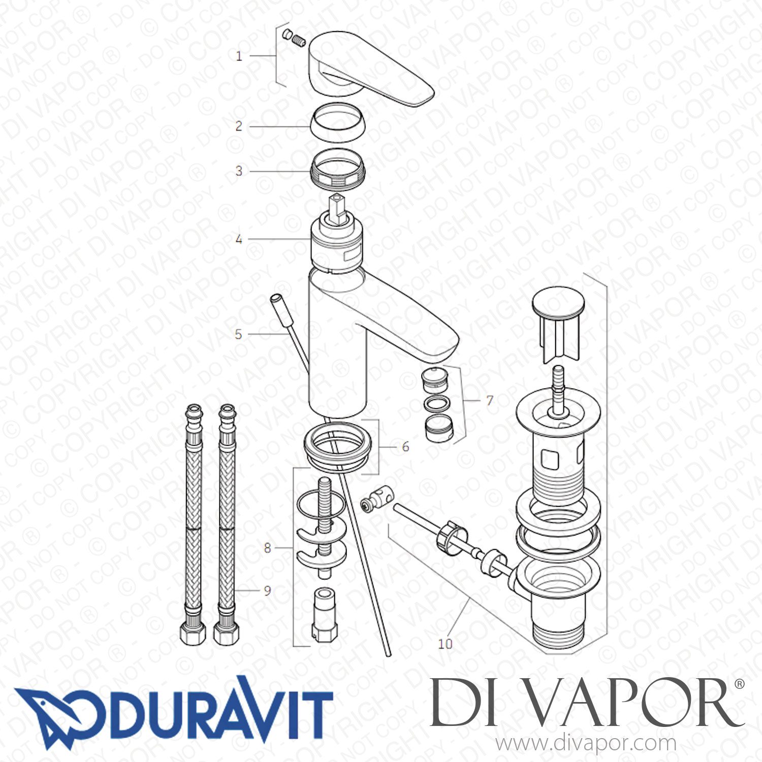 Duravit B.1 Single Lever Basin Mixer S (B11010001010) Spare Parts