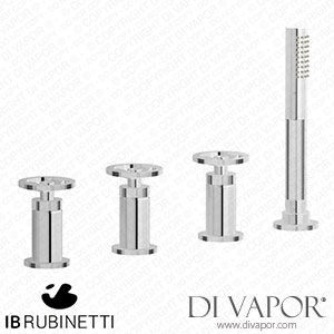 IB Rubinetti B1397CC Bold Four Holes Bath Filler with Overflow Outlet Connection Diverter and Shower Kit Spare Parts