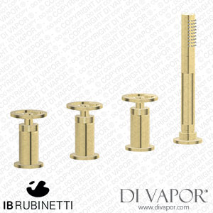 IB Rubinetti B1397IS Bold Four Holes Bath Filler with Overflow Outlet Connection Diverter and Shower Kit Spare Parts