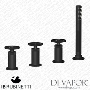 IB Rubinetti B1397NP Bold Four Holes Bath Filler with Overflow Outlet Connection Diverter and Shower Kit Spare Parts