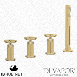 IB Rubinetti B1397OS Bold Four Holes Bath Filler with Overflow Outlet Connection Diverter and Shower Kit Spare Parts
