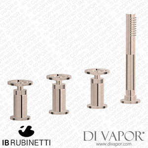 IB Rubinetti B1397RS Bold Four Holes Bath Filler with Overflow Outlet Connection Diverter and Shower Kit Spare Parts