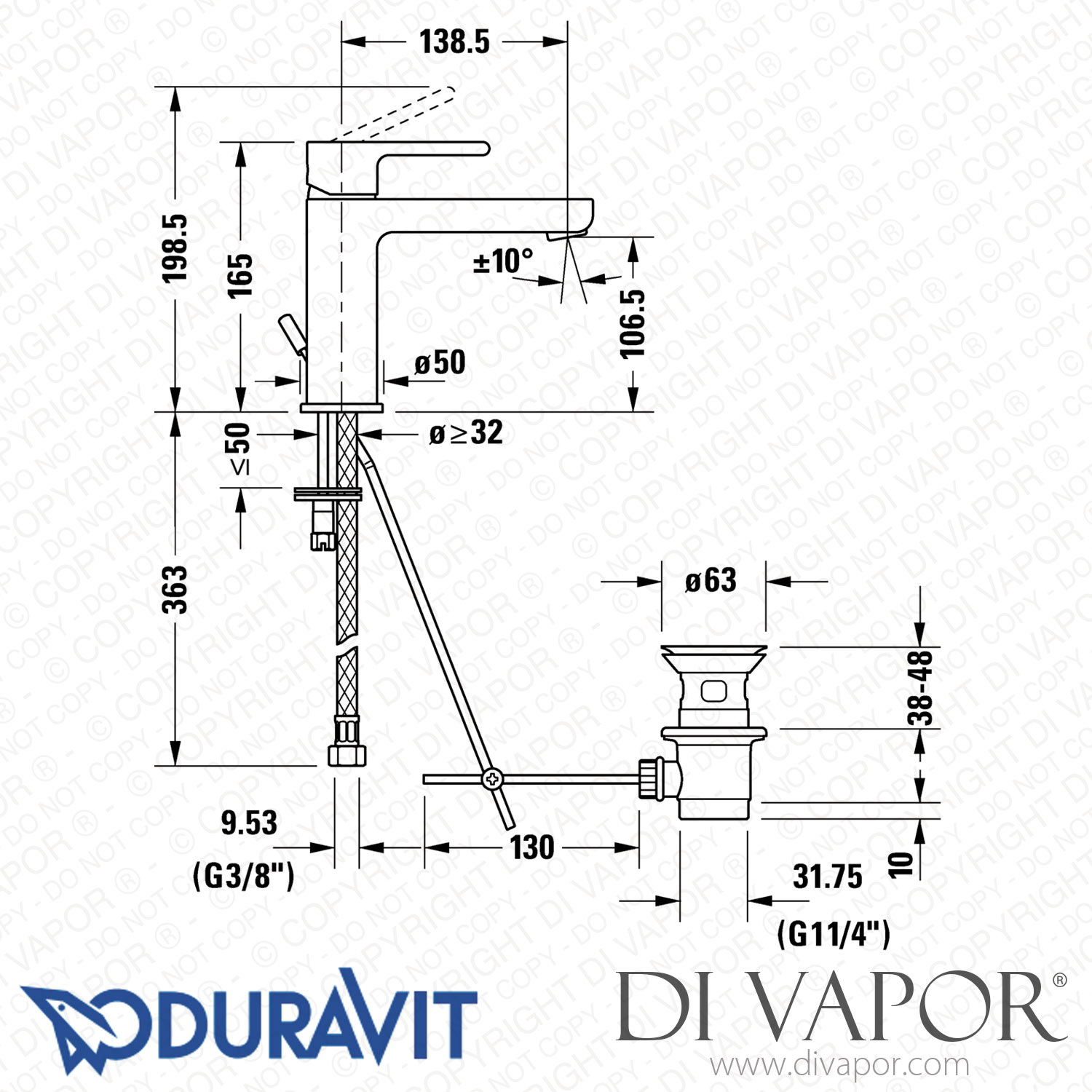 Duravit B.2 Single Lever Shower Mixer For Concealed Installation B24210010 Spare Parts - View #5