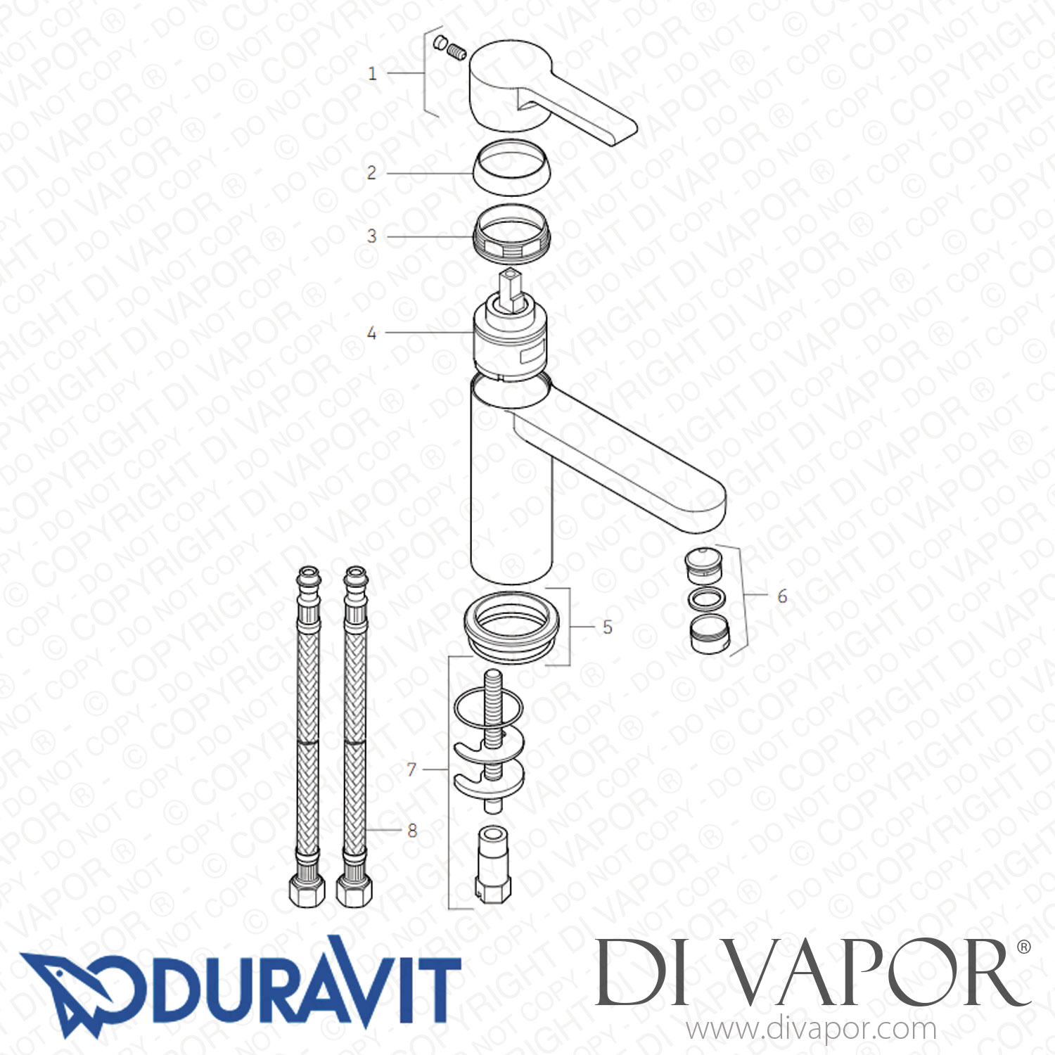 Duravit B.2 Single Lever Basin Mixer M (B21020002) Spare Parts