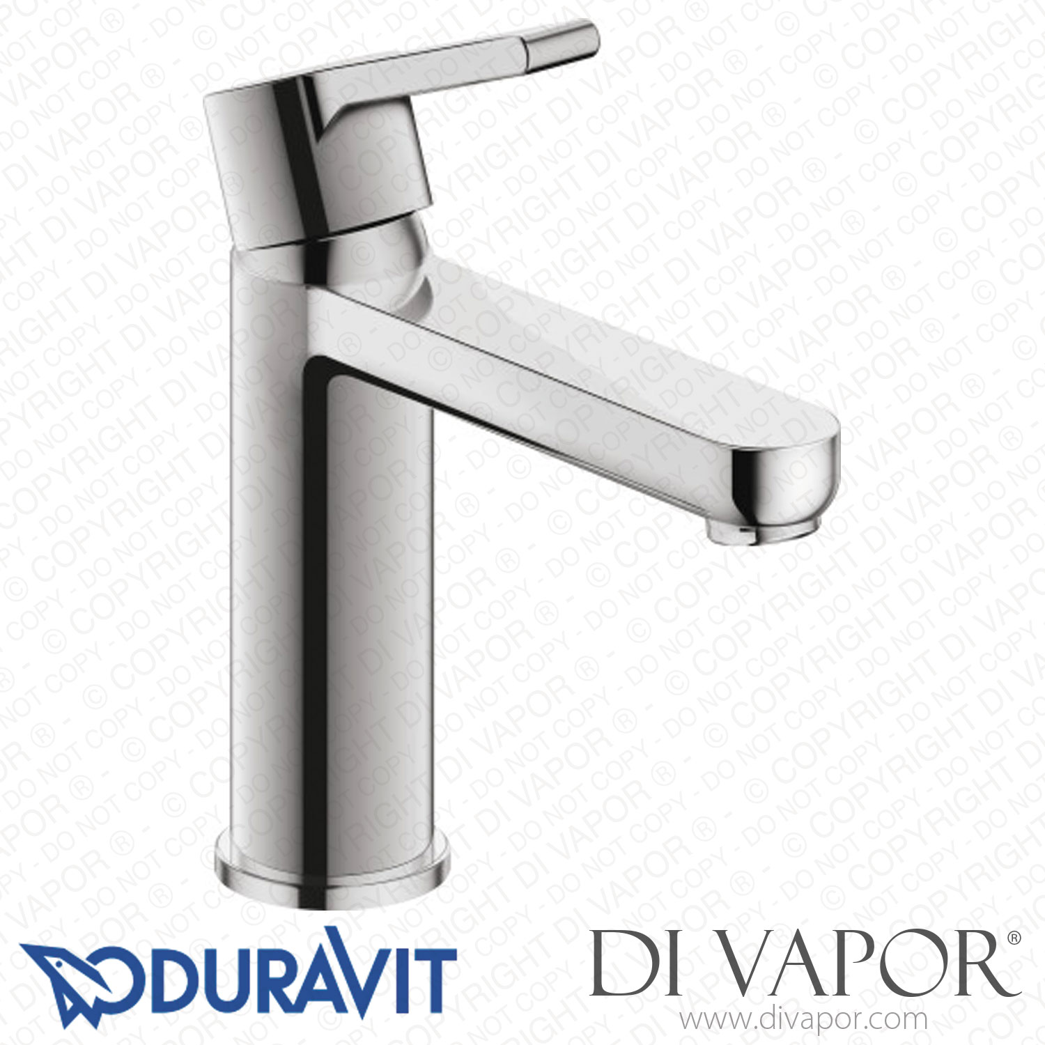 Duravit B.2 Wastafelarmatuur, maat M (uitloop hoogte 106,5 mm), waterkraan badkamer, wastafelarmatuur met keramische cartridge, chroom