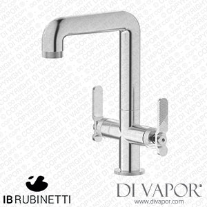 IB Rubinetti B2205SS Bold Monohole Washbasin Mixer with Two Handles Complete with Drain Spare Parts