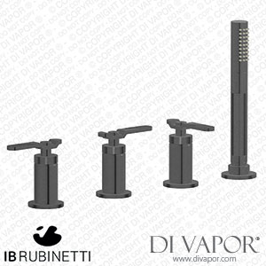 IB Rubinetti B2397CS Bold Four Holes Bath Filler with Overflow Outlet Connection Diverter and Shower Kit Spare Parts