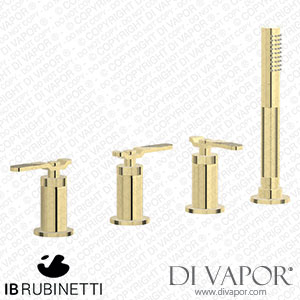 IB Rubinetti B2397II Bold Four Holes Bath Filler with Overflow Outlet Connection Diverter and Shower Kit Spare Parts