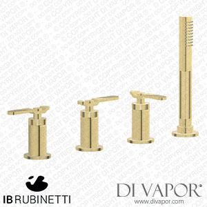 IB Rubinetti B2397IS Bold Four Holes Bath Filler with Overflow Outlet Connection Diverter and Shower Kit Spare Parts