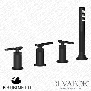 IB Rubinetti B2397NP Bold Four Holes Bath Filler with Overflow Outlet Connection Diverter and Shower Kit Spare Parts