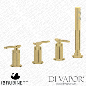 IB Rubinetti B2397ON Bold Four Holes Bath Filler with Overflow Outlet Connection Diverter and Shower Kit Spare Parts