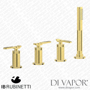 IB Rubinetti B2397OO Bold Four Holes Bath Filler with Overflow Outlet Connection Diverter and Shower Kit Spare Parts