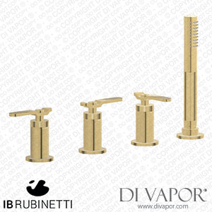 IB Rubinetti B2397OS Bold Four Holes Bath Filler with Overflow Outlet Connection Diverter and Shower Kit Spare Parts