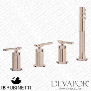 IB Rubinetti B2397RS Bold Four Holes Bath Filler with Overflow Outlet Connection Diverter and Shower Kit Spare Parts