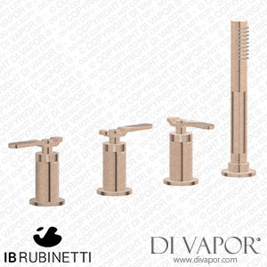 IB Rubinetti B2397SR Bold Four Holes Bath Filler with Overflow Outlet Connection Diverter and Shower Kit Spare Parts