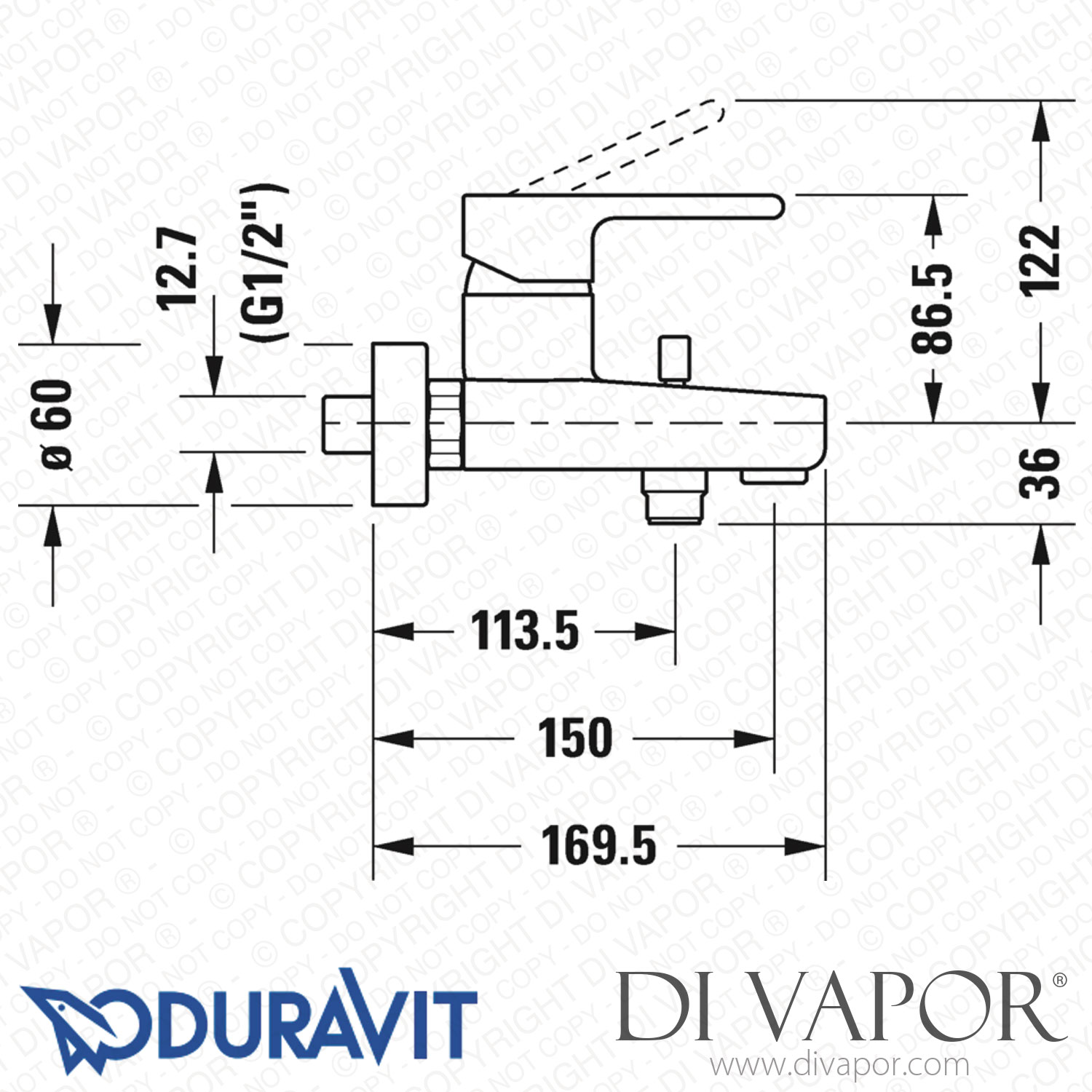 Duravit B.2 Single Lever Bath Mixer for Exposed Installation (B25230000) Spare Parts