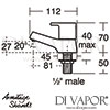 Armitage Shanks Sandringham 21 SL Basin Pillar Taps Dimensions