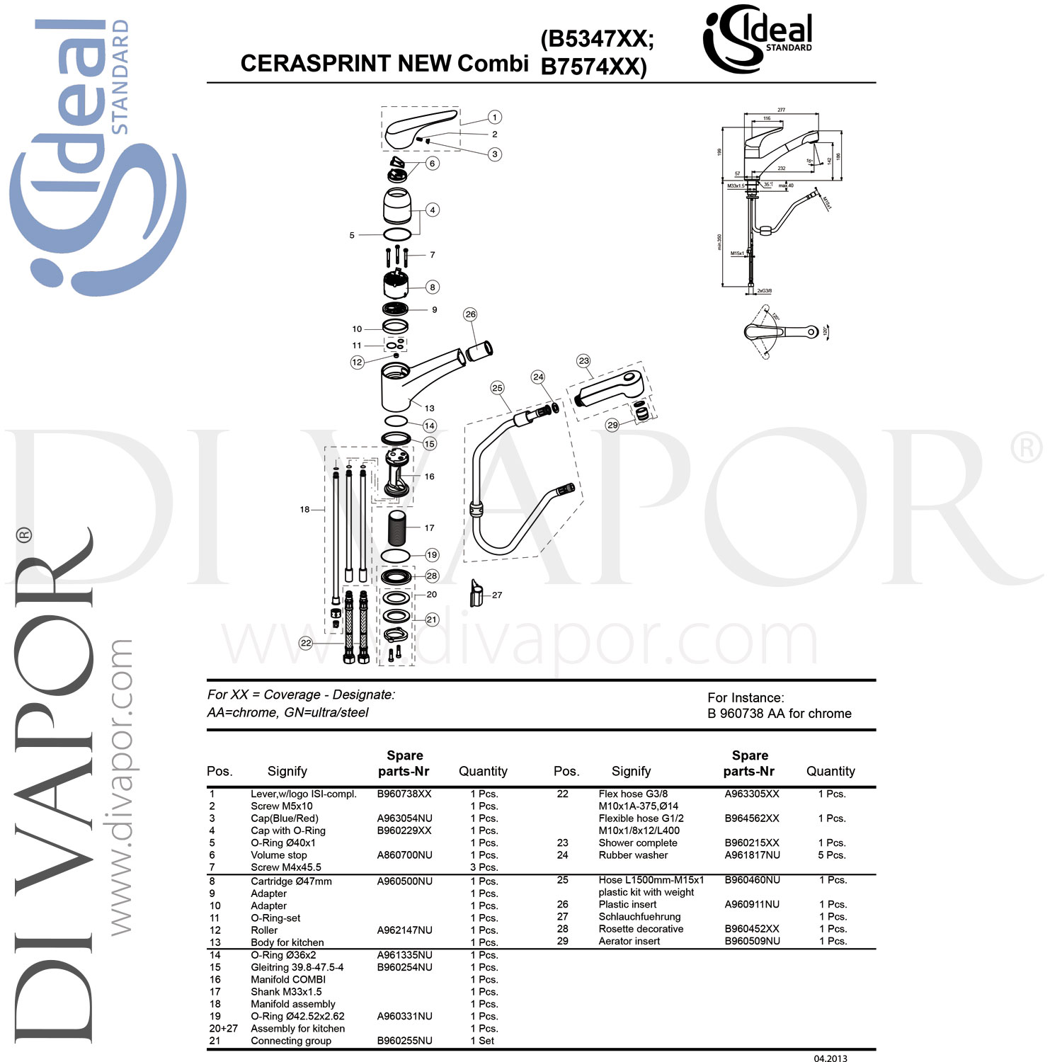 Set Di Guarnizioni Di Fissaggio Per Rubinetto Ideal Standard A963553NU - Officina Idraulica