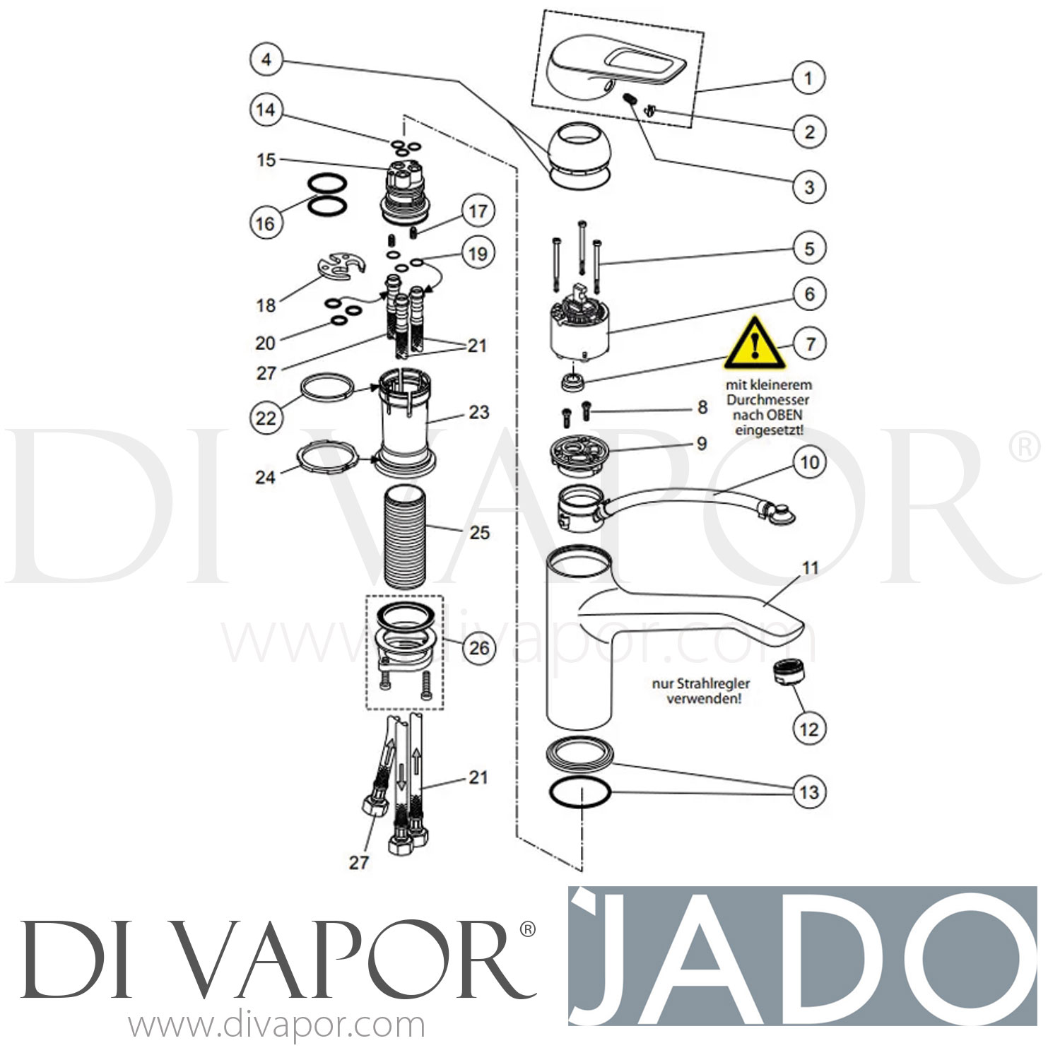 Jado B9494AA Ceramix Blue Kitchen Mixer Tap Low Pressure Spare Parts