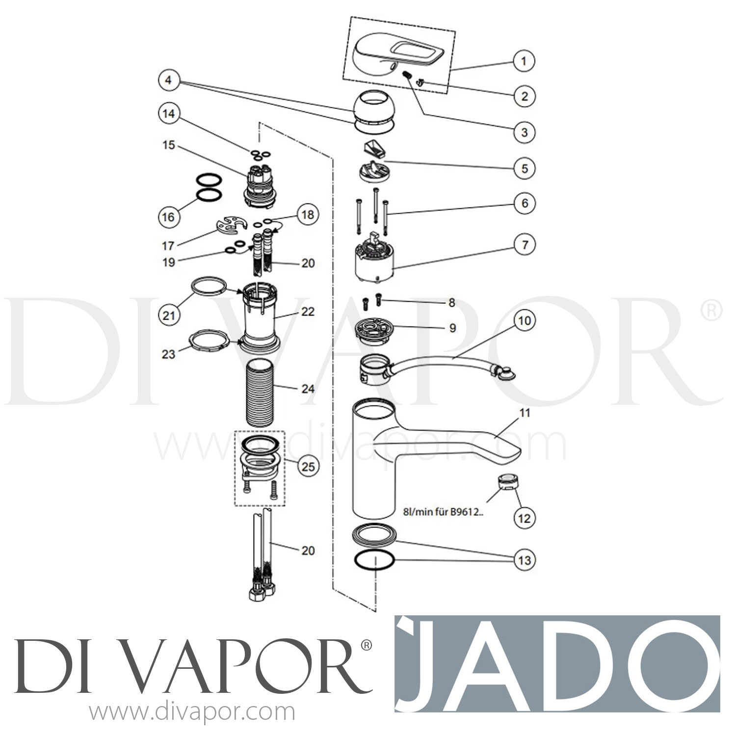 Jado B9495AA Ceramix Blue Kitchen Mixer Spare Parts